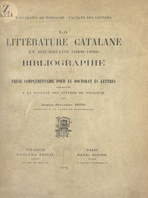 cover image of La littérature catalane en Roussillon (1600-1800)